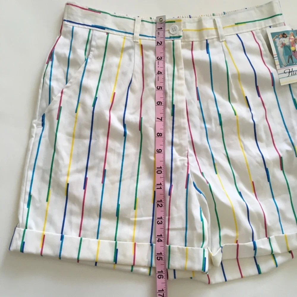 VTG 80s Hunter’s Glen Rainbow Striped Shorts Sz 9/10 High Waisted NOS Japan Made - Picture 14 of 16